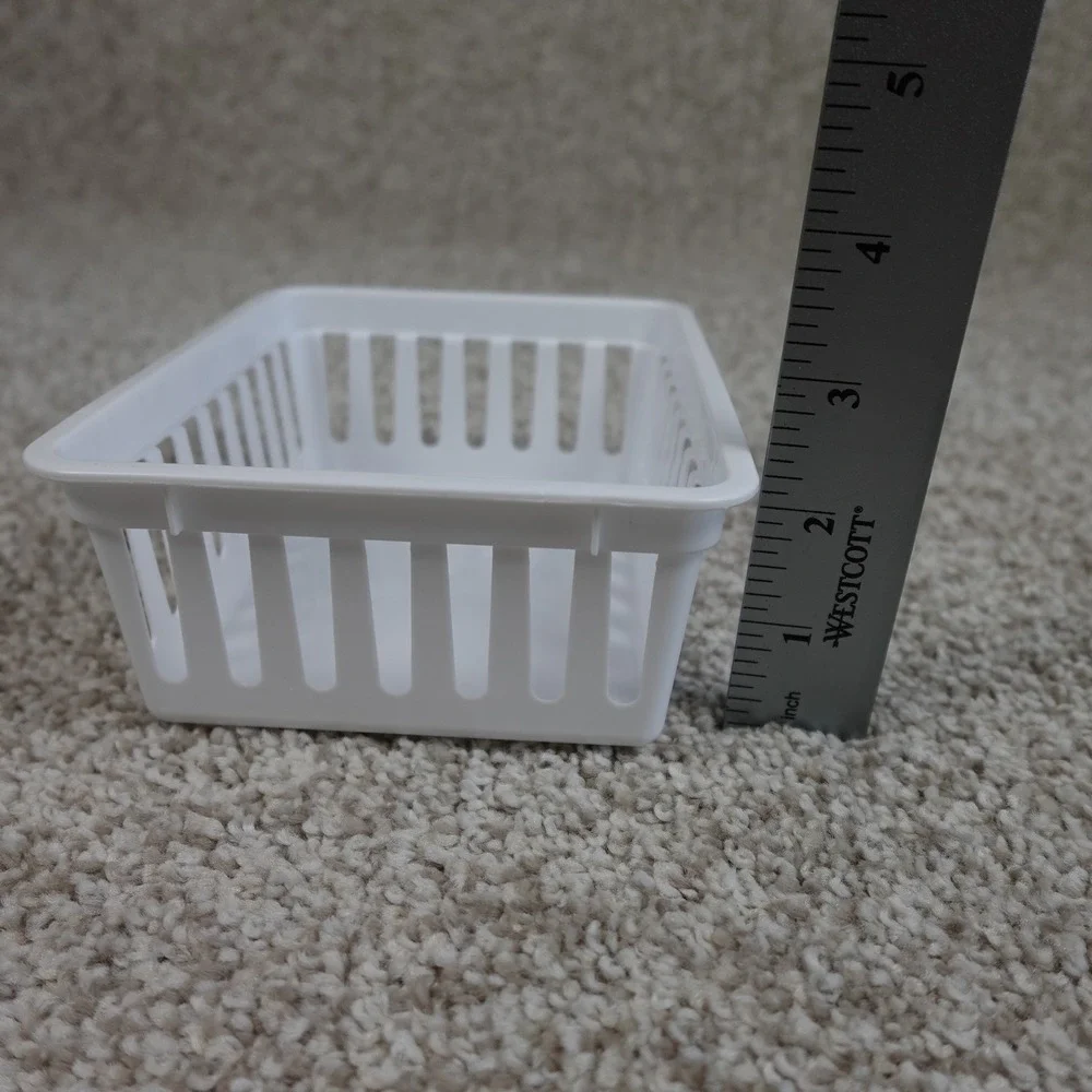 White Plastic Slotted Storage Baskets Set of 3 Drawer Organizers Bins